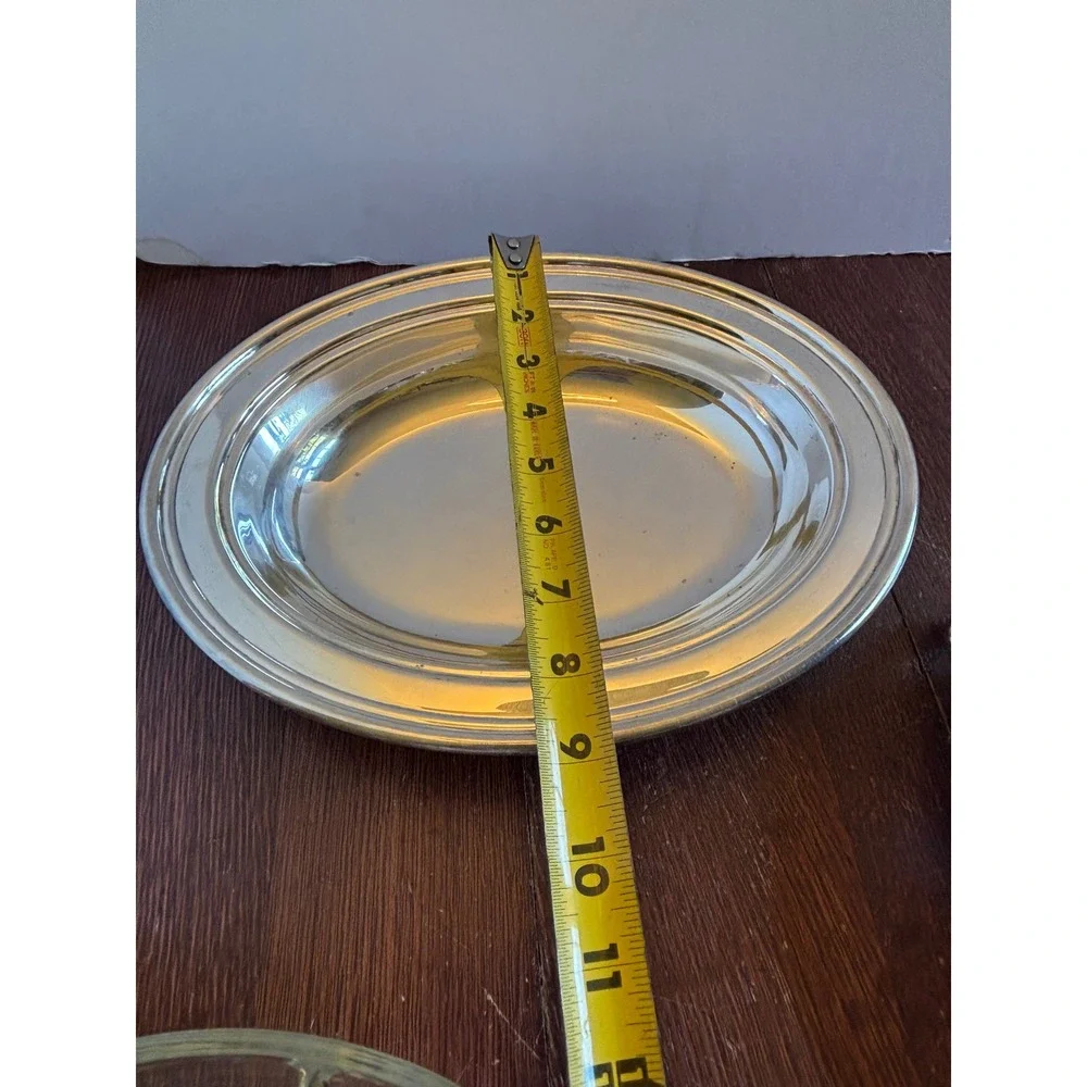 English Silver Silver Plated Oval Vegetable Server with Divided Glass Insert